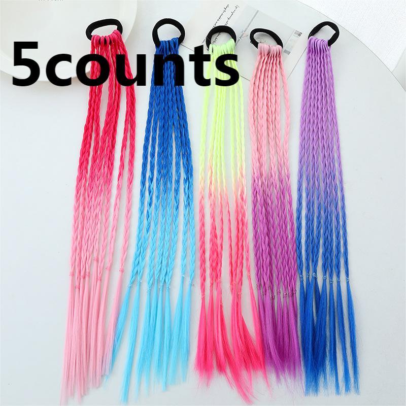 Mixed Color Gradient Hair Ties, 5 Counts Braided Hair Elastic Rope Bands for Daily Decor, No Heat Hair Styling Accessories for Women & Girls