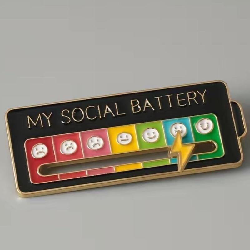 Social Battery Enamel Pins, Social Battery Pins, Battery Enamel Pins, Social Battery Lapel Pin Badge, Bag Pins Social Battery Black, White