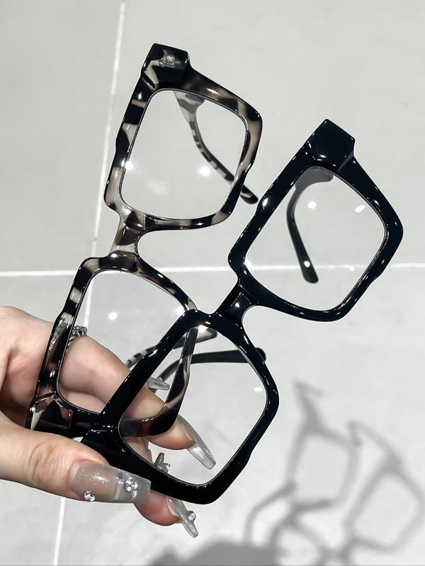 Unisex Simple Style Clear   Leopard Square Frame Eyeglasses, Trendy Casual Eyeglasses for Everyday Use, Fashion Accessories for Outdoor Activities