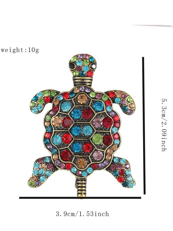 Unisex Cute Rhinestone Turtle Design Brooch, Exquisite Trendy Clothes Brooch, Fashionable Accessories for Daily & Party Decoration