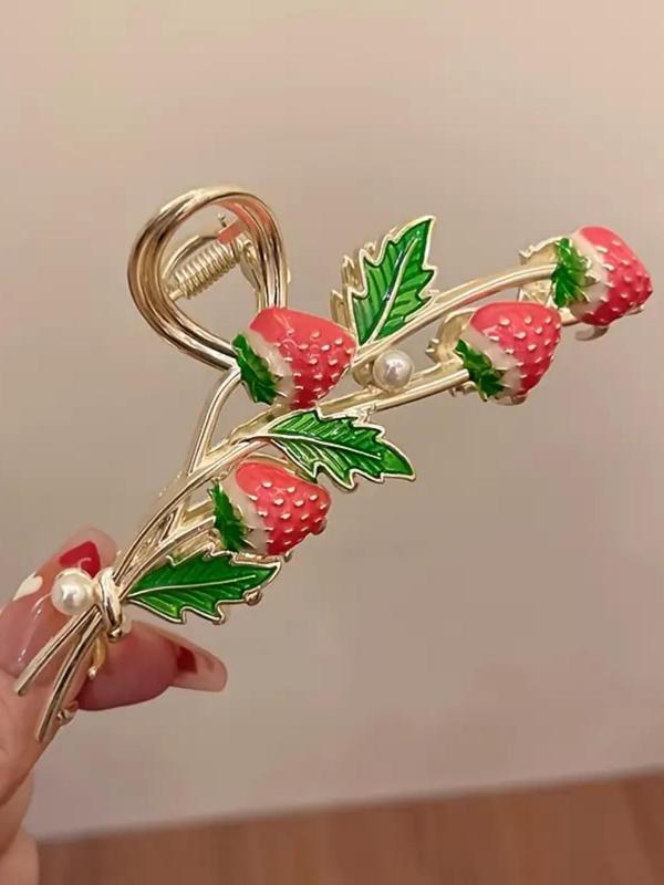 Strawberry Decorated Hair Claw for Women, Fashion All-match Hair Accessories, Cute Lovely Hairwear for Daily Used