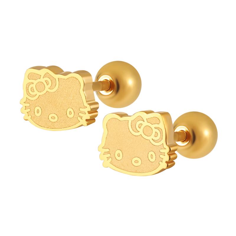 New style niche sweet and cute cat screw earrings fashionable personality versatile titanium steel earrings