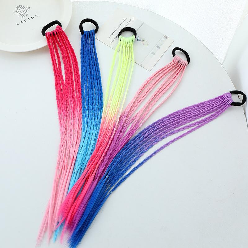 Mixed Color Gradient Hair Ties, 5 Counts Braided Hair Elastic Rope Bands for Daily Decor, No Heat Hair Styling Accessories for Women & Girls