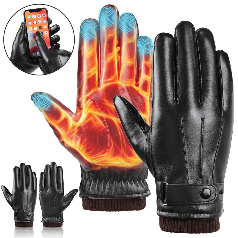 1 Pair Winter Warm Driving Gloves, Touch Screen Thermal Gloves, Solid Color Gloves for Men & Women