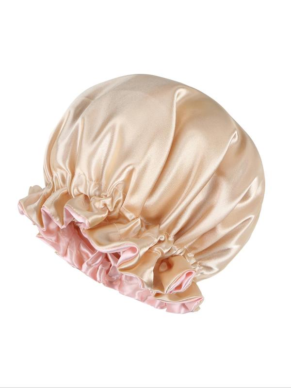 Summer Solid Color Double Layer Sleep Bonnet, Soft Comfortable Sleep Hat for Women, Breathable Satin Bonnet for Sleeping, Hair Protection Cap for Women