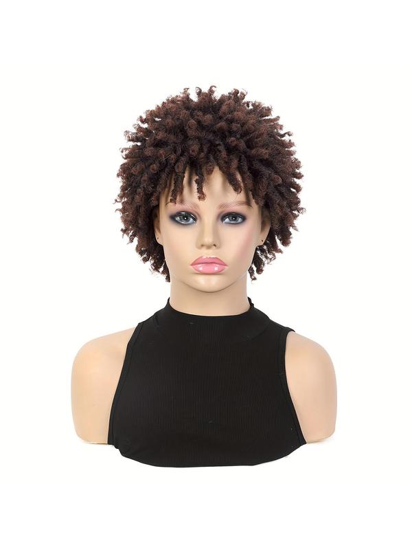 12 Inch Short Afro Curly Wigs for Black Women, Afro Braids Hairstyles Ideas Wigs , Faux Locs Braiding Ombre Synthetic Hair Wigs, Synthetic Full Machine Wigs for Party, Daily Use