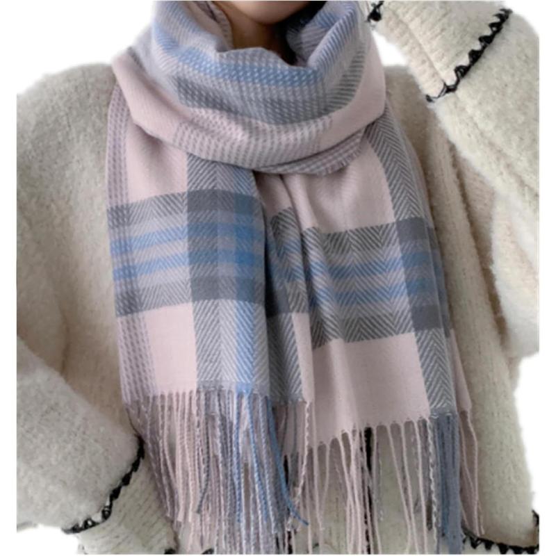 Women's Long Plaid Blanket Scarf Chunky Winter Fall Warm Scarf Big Tartan Scarves Wrap Shawl Ladies Gifts