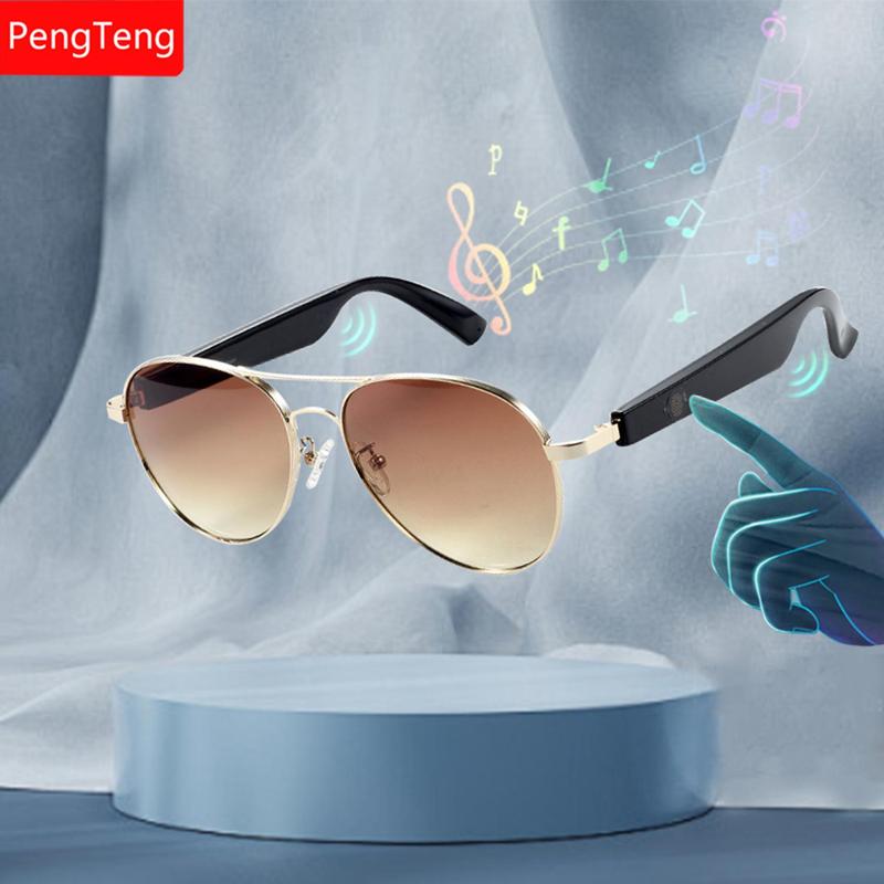 PENGTENG Smart Glasses, Wireless Translation Glasses, Anti UV400 UV Support 15 Minute Fast Charging Sunglasses for Outdoor Leisure