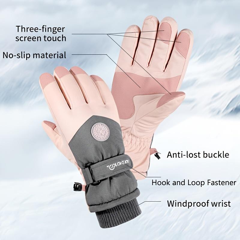 Winter Couple Ski Gloves Thickened Warm Gloves Adjustable Closure Non-slip Touch Screen Gloves Outdoor Cycling Waterproof Cold Proof Gloves