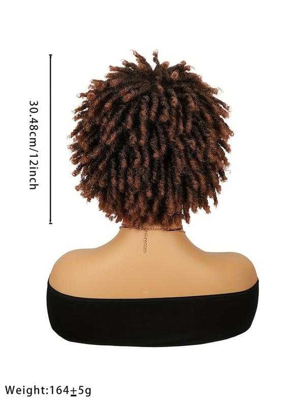 12 Inch Short Afro Curly Wigs for Black Women, Afro Braids Hairstyles Ideas Wigs , Faux Locs Braiding Ombre Synthetic Hair Wigs, Synthetic Full Machine Wigs for Party, Daily Use