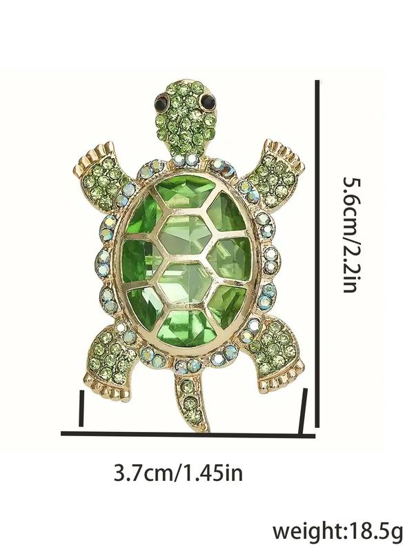 Unisex Cute Rhinestone Turtle Design Brooch, Exquisite Trendy Clothes Brooch, Fashionable Accessories for Daily & Party Decoration