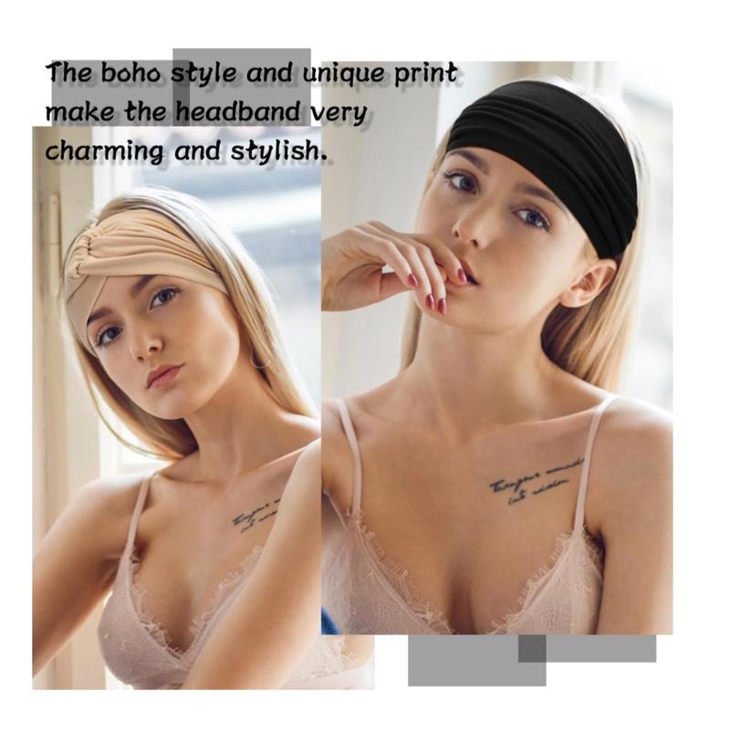 Wide Boho Headbands for women Extra large Turban Hairband Hair Twisted knot 3PCS