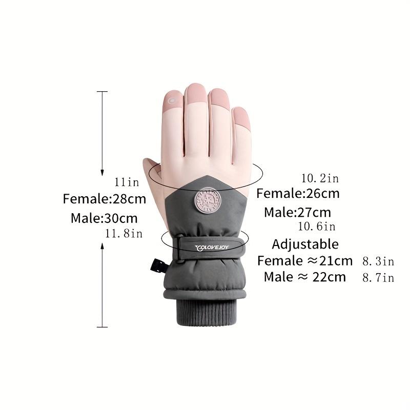 Winter Couple Ski Gloves Thickened Warm Gloves Adjustable Closure Non-slip Touch Screen Gloves Outdoor Cycling Waterproof Cold Proof Gloves