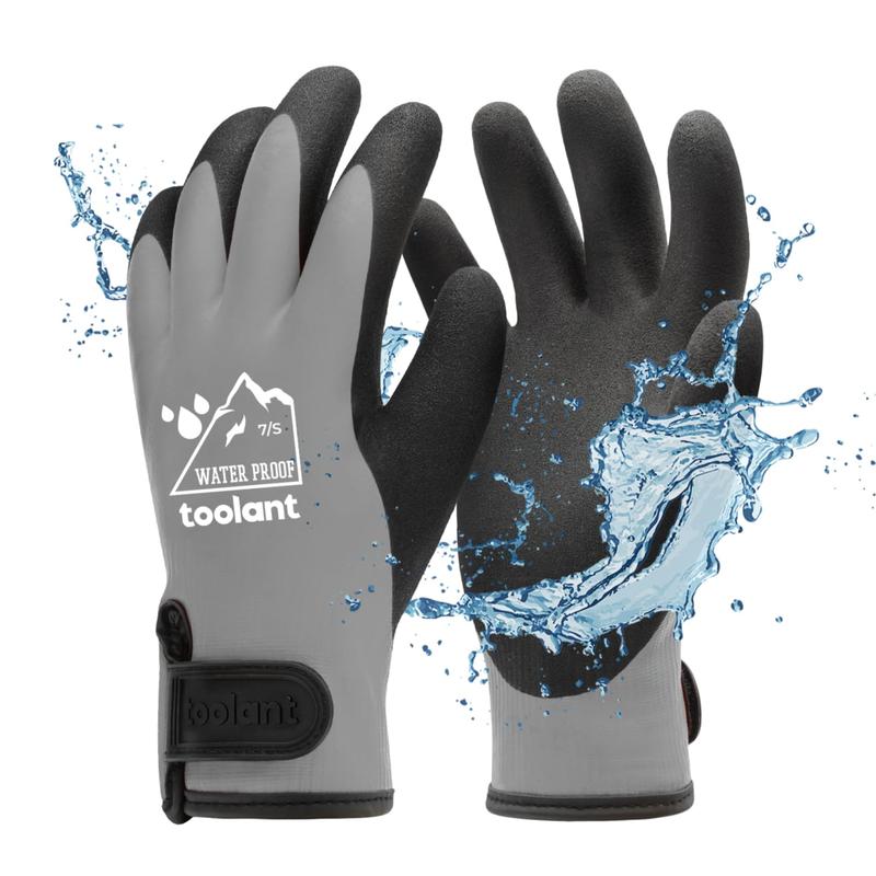 100% Waterproof Gloves for Men and Women, Winter Work Gloves for Cold Weather, Thermal Insulated Freezer Gloves, Touch Screen, With Grip, Grey, Small