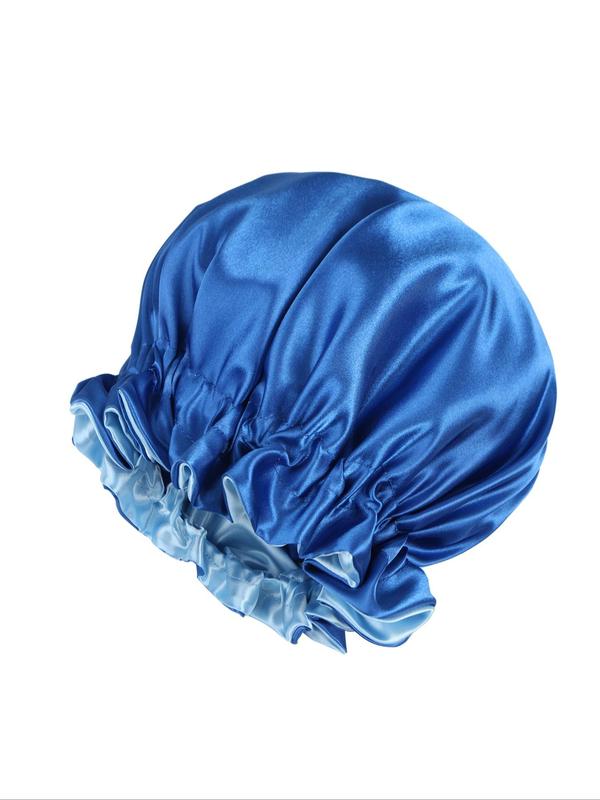 Summer Solid Color Double Layer Sleep Bonnet, Soft Comfortable Sleep Hat for Women, Breathable Satin Bonnet for Sleeping, Hair Protection Cap for Women