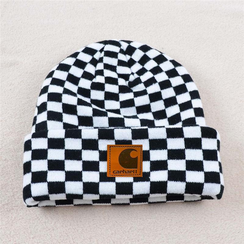 Unisex Knit Beanie with Checkerboard, Cow & Leopard Patterns – Soft Cuffed Y2K Hat for Couples, Skiing, and Fall & Winter Fashion