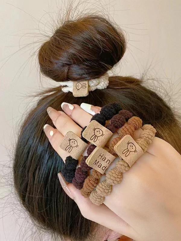 Cute Cartoon Ball Decor Hair Tie, 20pcs Minimalist Ponytail Holder, Casual High Stretch Hair Accessories for Women & Girls