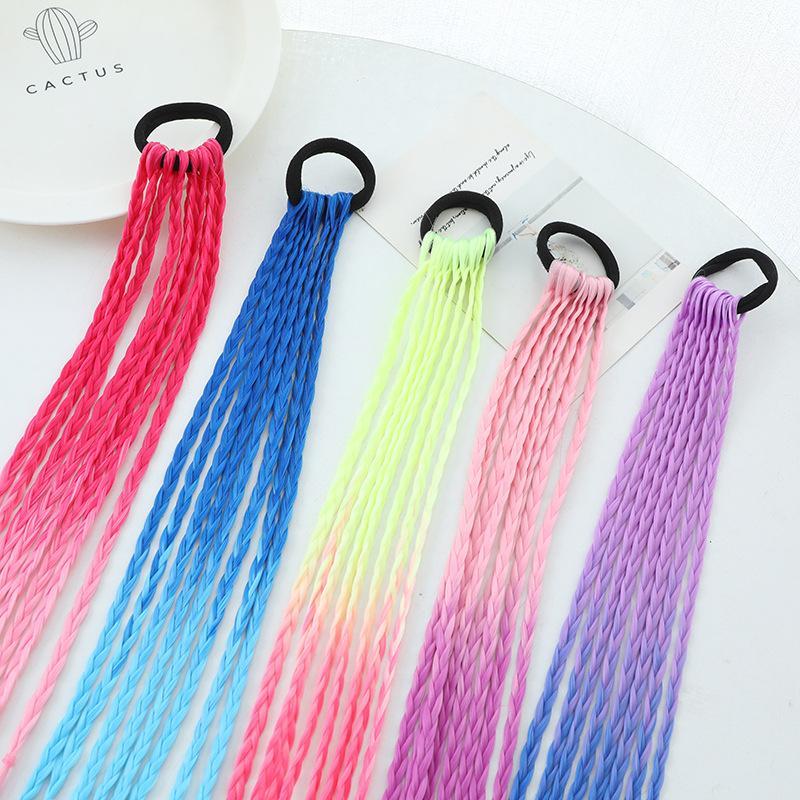 Mixed Color Gradient Hair Ties, 5 Counts Braided Hair Elastic Rope Bands for Daily Decor, No Heat Hair Styling Accessories for Women & Girls