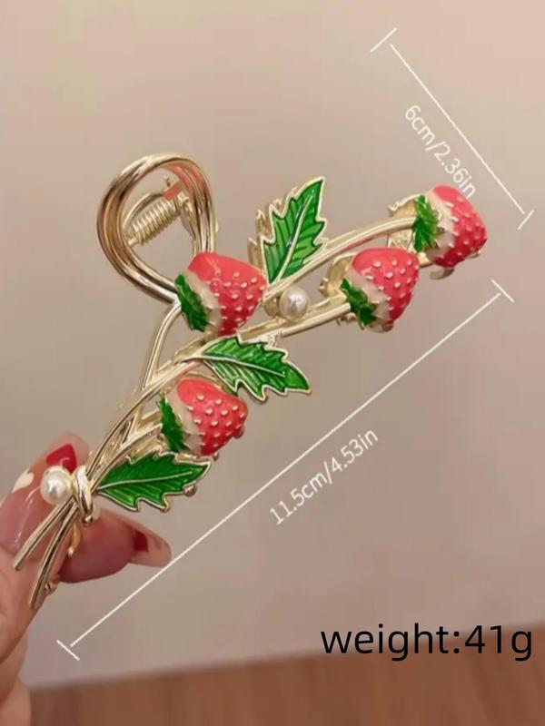 Strawberry Decorated Hair Claw for Women, Fashion All-match Hair Accessories, Cute Lovely Hairwear for Daily Used