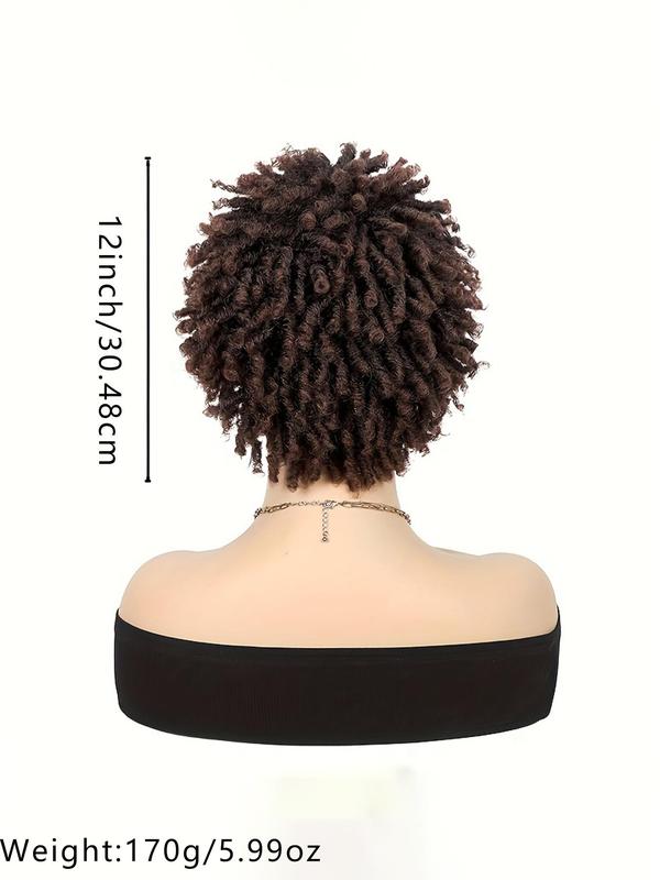 12 Inch Short Afro Curly Wigs for Black Women, Afro Braids Hairstyles Ideas Wigs , Faux Locs Braiding Ombre Synthetic Hair Wigs, Synthetic Full Machine Wigs for Party, Daily Use