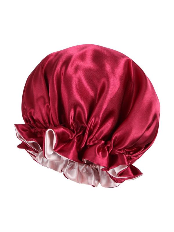 Summer Solid Color Double Layer Sleep Bonnet, Soft Comfortable Sleep Hat for Women, Breathable Satin Bonnet for Sleeping, Hair Protection Cap for Women