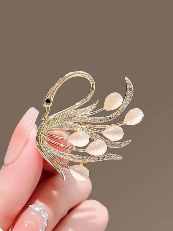 Cute Swan Design Brooch, Rhinestone Decorated Animal Themed Brooch, Fashion Accessories for Women & Girls, Trendy All-match & Exquisite Brooch for Birthday Gift