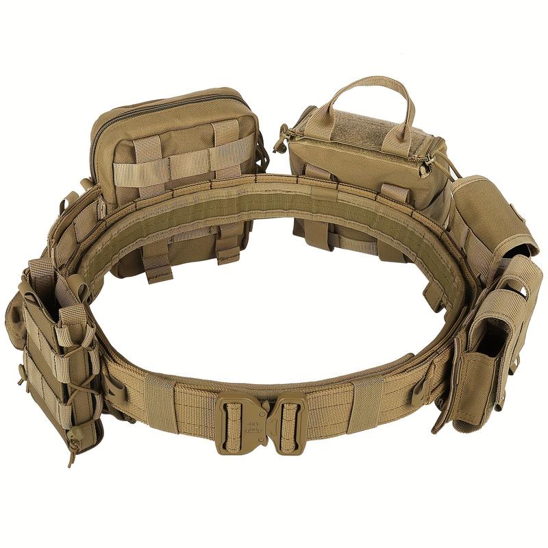 8-Piece 1000D Combat Duty Belt Set - Rugged Utility Belt with Multiple Pouches for Tactical, Outdoor, and Everyday Use - Heavy-Duty, Water-Resistant, and Adjustable