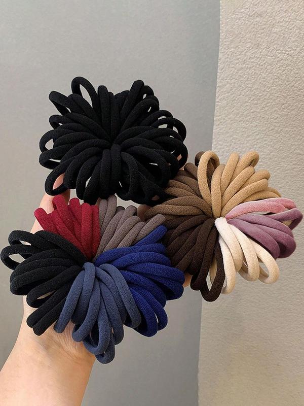 Random Color Hair Ties, 100pcs High Stretch Hair Ties, Casual Simple Hair Accessories for Women & Girls, Minimalist Headwear Suitable for Thick Hair