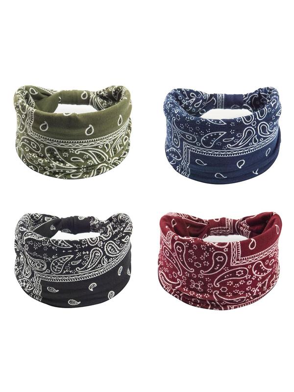 Boho Paisley Print Knotted Hair Band, 2024 New Style Casual Elastic Hair Band for Women & Men, Fashion Hair Accessories for Daily Yoga, Workout, Running Wear