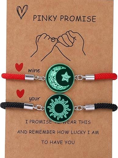 Sun and Stars Moon Couples Bracelets Pinky Promise Friendship Bracelets Set Gift for Valentine's Day Bracelet for Partners