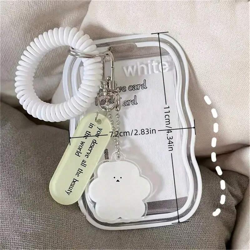 Wave Transparent Photocard Holder, Cute Student Campus Card Cover, Spring Pendant Keychain Badge Holder, ID Badge Supplies, Birthday Gifts