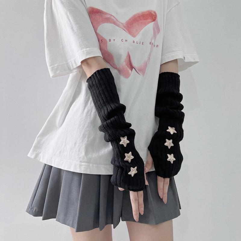 Cute Y2K Star Arm Warmers Kawaii Half Finger Adorable Accesspties for Teen Girl Glove Gyaru Harajuku Arm Sleeve