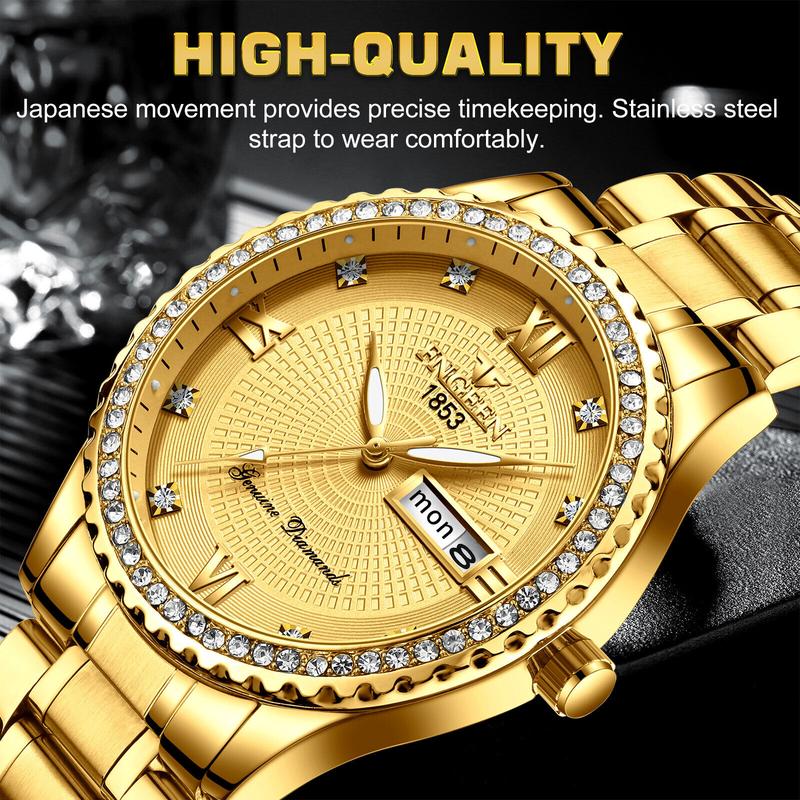 Waterproof Gold Men'S Watch Classic Stainless Steel Quartz Analog Business Gift Does not apply