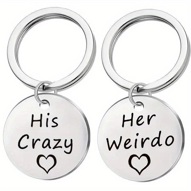 Couple Keychain, Stainless Steel Keychain for Men & Women, Round Shaped Key Ring for Car Keys, Gift for Couple, His and Hers Keychains