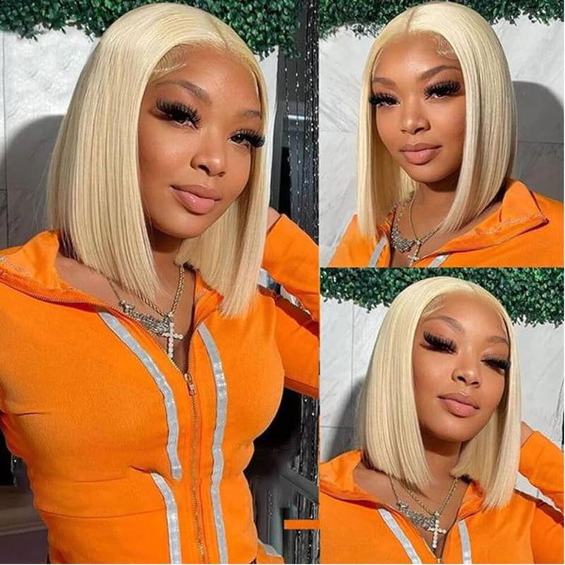 [SUPER DEAL] 13x4 Short Bob 613 Blonde Bob Wig Human Hair Ginger Straight Lace Front Wig HD Transparent Lace Frontal Wigs For Women