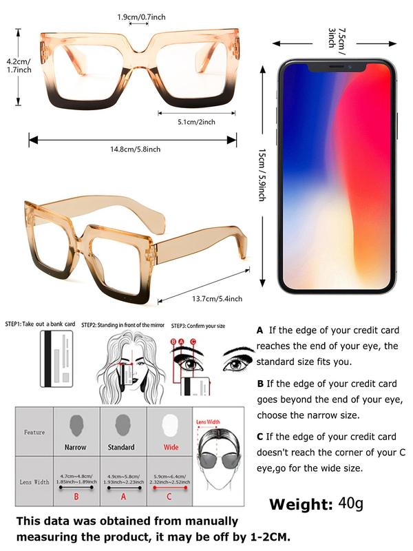 Unisex Fashionable Tortoiseshell Pattern Square Frame Eyeglasses, Trendy Casual Eyeglasses for Everyday Use, Fashion Accessories for Outdoor Activities