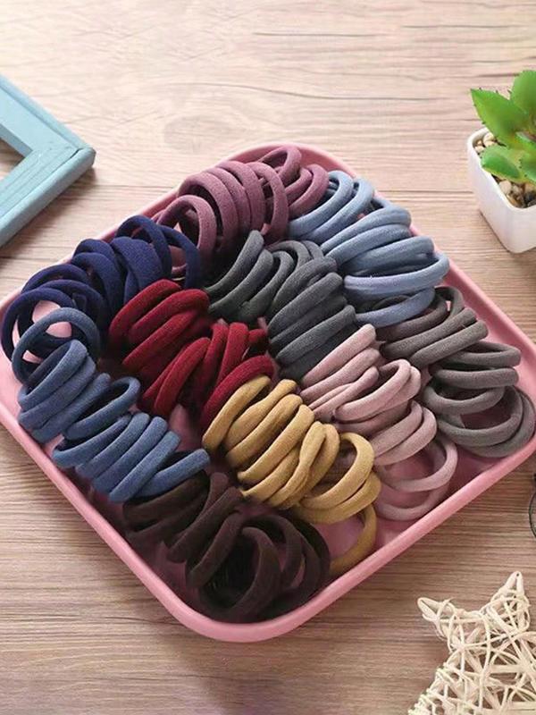 Random Color Hair Ties, 100pcs High Stretch Hair Ties, Casual Simple Hair Accessories for Women & Girls, Minimalist Headwear Suitable for Thick Hair