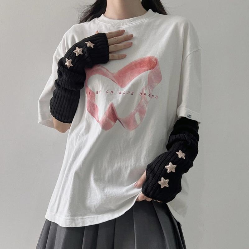 Cute Y2K Star Arm Warmers Kawaii Half Finger Adorable Accesspties for Teen Girl Glove Gyaru Harajuku Arm Sleeve