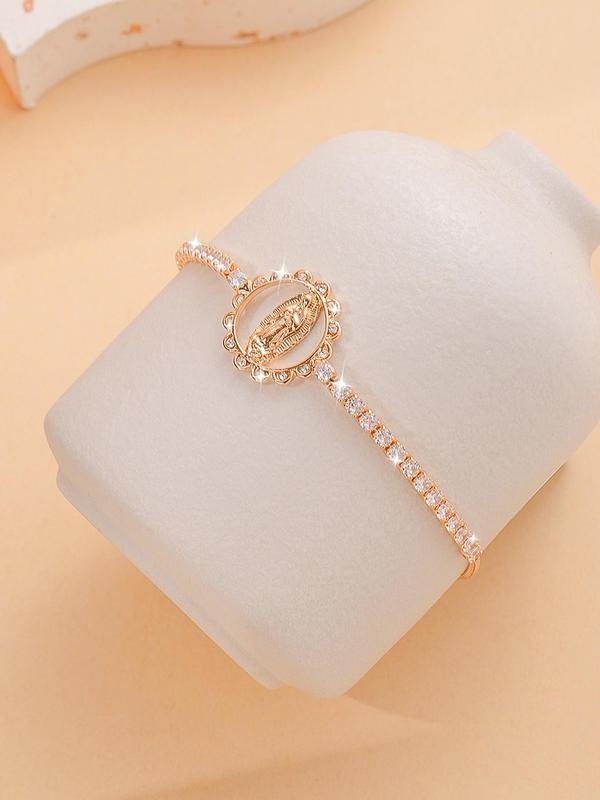 Fashion Elegant Rhinestone Decorated Adjustable Link Bracelet, Fashion Party Jewelry for Women & Men, Daily Clothing Decor, Trendy All-match & Exquisite Jewelry for Birthday Gift