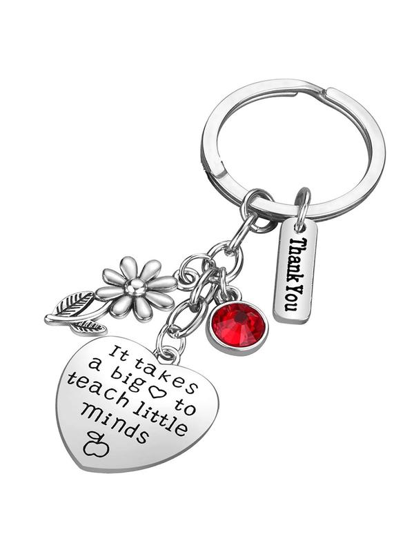 Fashionable Heart & Letter Design Keychain, Stainless Steel Keychain for Women & Men, Birthday Gift Thank You Gifts for Teacher