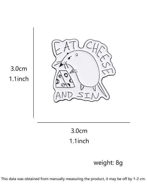 Women's Cute Rat & Letter Design Brooch, Fashionable Trendy Novelty Clothes Brooch, Creative All-match Clothes Accessories for Men & Women