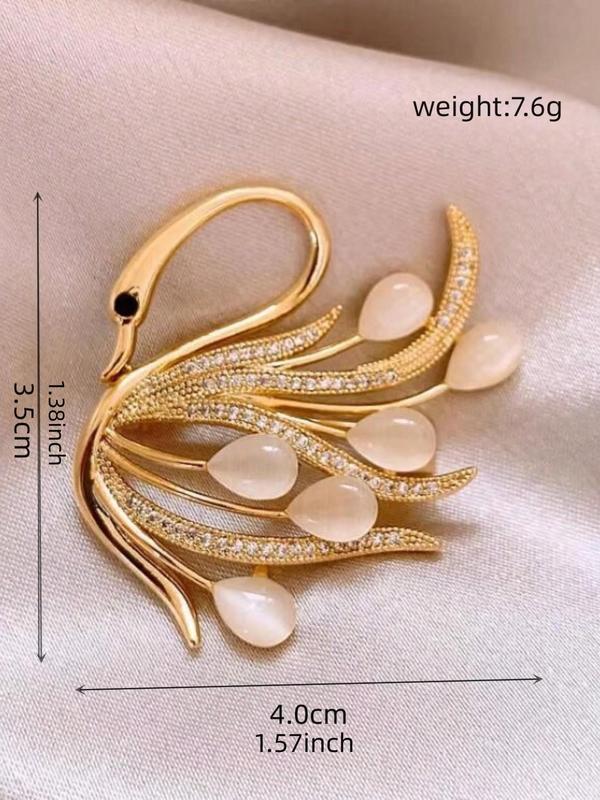 Cute Swan Design Brooch, Rhinestone Decorated Animal Themed Brooch, Fashion Accessories for Women & Girls, Trendy All-match & Exquisite Brooch for Birthday Gift