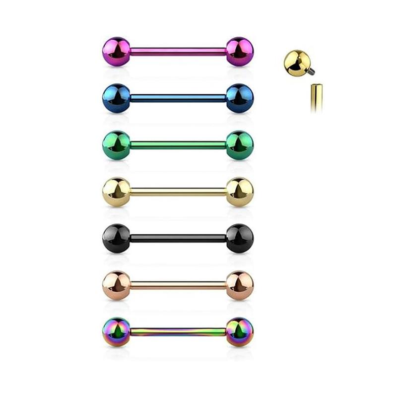 14G Internally Threaded Tongue Rings Nipple Straight Barbells Implant Grade G23 Titanium Barbell 1 2