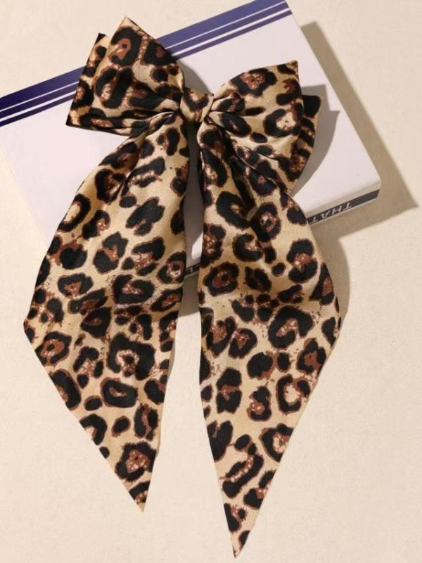 Leopard Pattern Bow Decor Hair Clip, Fashionable Hair Accessories for Women & Girls, Casual Versatile Hair Accessories for Daily Wear