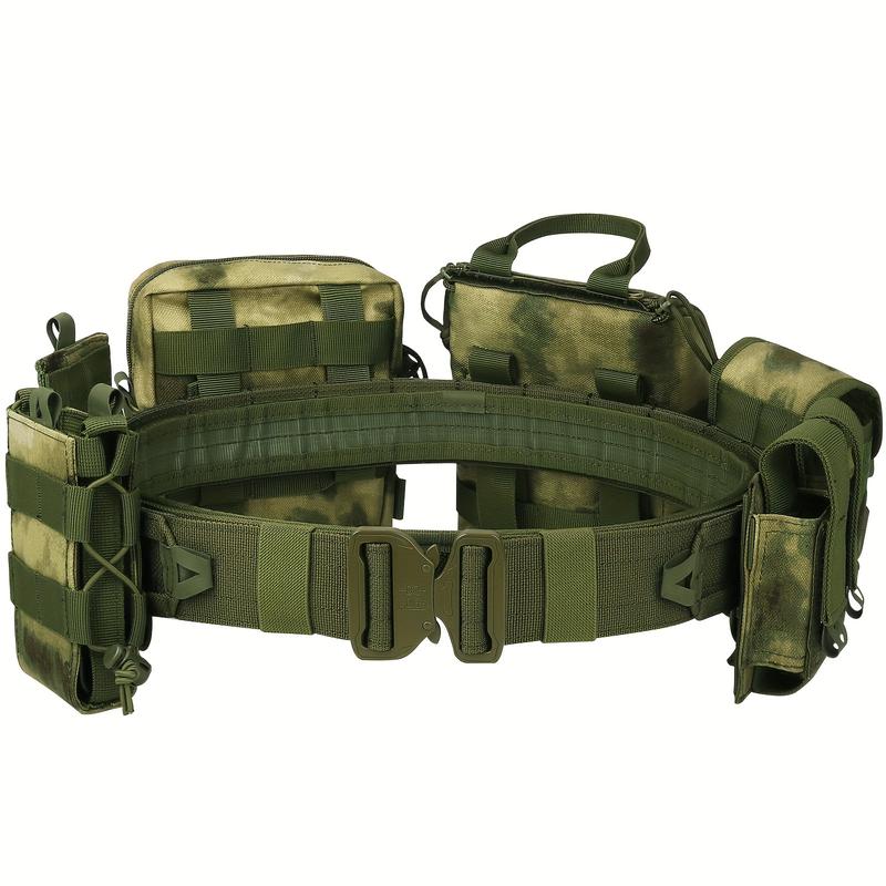 8-Piece 1000D Combat Duty Belt Set - Rugged Utility Belt with Multiple Pouches for Tactical, Outdoor, and Everyday Use - Heavy-Duty, Water-Resistant, and Adjustable