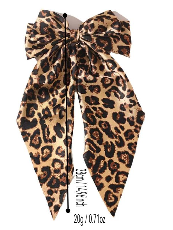 Leopard Pattern Bow Decor Hair Clip, Fashionable Hair Accessories for Women & Girls, Casual Versatile Hair Accessories for Daily Wear