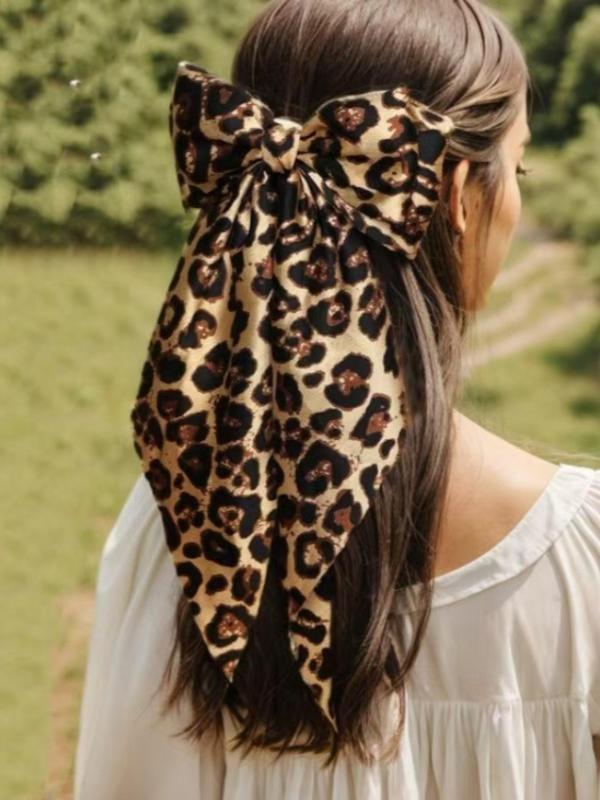 Leopard Pattern Bow Decor Hair Clip, Fashionable Hair Accessories for Women & Girls, Casual Versatile Hair Accessories for Daily Wear