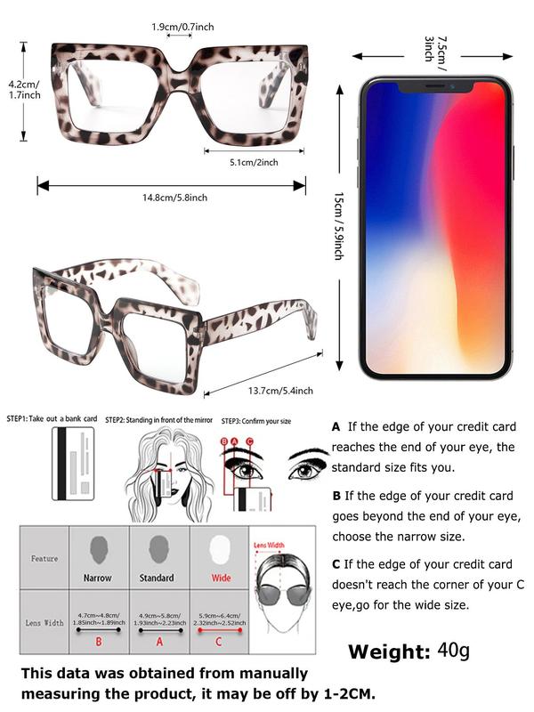 Unisex Fashionable Tortoiseshell Pattern Square Frame Eyeglasses, Trendy Casual Eyeglasses for Everyday Use, Fashion Accessories for Outdoor Activities