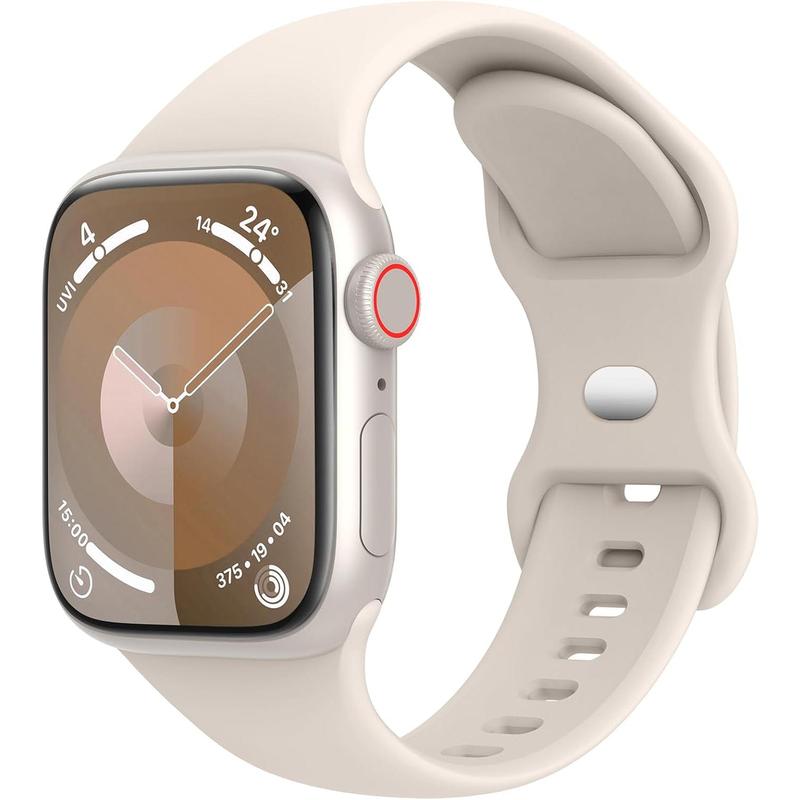 Sport Bands Compatible with Apple Watch Band 40mm 41mm 38mm 42mm 44mm 45mm 49mm Women Men,Soft Silicone Strap for iWatch Series Ultra 9 8 7 6 5 4 3 2 1 SE Starlight