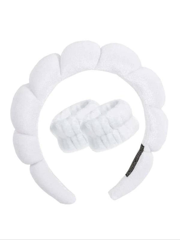 3pcs Minimalist Solid Color Soft Hair Accessories Set, Including Headband & Wrist Wash Bands, Fashion All-match Hair Accessories for Women & Girls